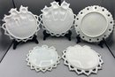 Antique Hand Painted Milk Glass Pan American Expo 1901 Cat Pattern Plates - 5 Total