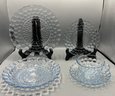 Anchor Hocking Glass Company Blue Bubble Pattern Tableware Set - 9 Pieces Total