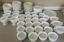 Vitrock Milk Glass Floral Pattern Tableware Set - 100 Pieces Total