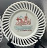Antique Opalescent Milk Glass Plate Set - 5 Total - U.S. Battleship - Maine