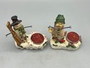 Decorative Resin Snowmen Tea-light Holders - 2 Total