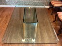 Beveled Glass-top Dining Table With 6 Andre Originals Co. Wooden Cushioned Dining Chairs