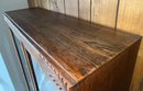 Antique Tiger Oak Wood Cabinet - Key Included