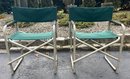 Pair Of Outdoor Metal Folding Arm Chairs