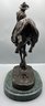 Bronze Frederic Remington - Outlaw - Bronze Sculpture With Marble Base