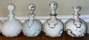 Antique Victorian Milk Glass Embossed Barber Bottles  - 7 Total