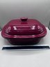 Pampered Chef 3.1Qt Mini Deep Covered Stoneware Baker - Cranberry