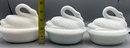 Milk Glass Covered Swan Bowls - 3 Total