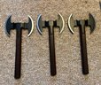 Decorative Wooden Handle Battle Axes - 3 Total - Made In Pakistan