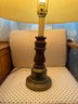 Wood And Brass Candlestick Table Lamps - 2 Piece Lot