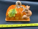 Heritage Harvest Squirrel On Pumpkin Butter Dish