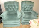 Recliner Chairs, Fabric Covered, Manual - Vintage, Set Of 2
