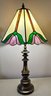Tiffany Style Stained Glass Lamp With Brass Base