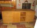 MCM Wood Buffet With 6 Drawers & Sliding Door