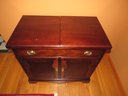Classy Thomasville Wood Buffet Server With Flop Top Opening ~  Bottom Storage Cabinet Brass Handle Pulls