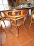 Round Wicker Table With Glass Top & 4 Chairs