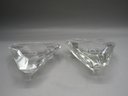 Cartier Crystal Ashtrays, Signed - Set Of 2 In Original Box