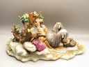 Capodimonte Porcelain Hobo On Newspapers Drinking - Made In Italy