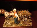 Capodimonte Collezione Venere Porcelain Man With Horse & Cart - Made In Italy