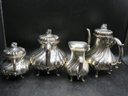 Sterling Silver/800 Coffee Pot, Teapot, Creamer & Sugar Bowl - Set Of 4 - Made In Italy