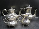 Sterling Silver/800 Coffee Pot, Teapot, Creamer & Sugar Bowl - Set Of 4 - Made In Italy