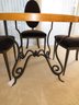 Round Table With Metal Base & 4 Fabric Chairs - Set Of 5