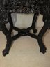 Asian Carved Wood Accent Table With Marble Top