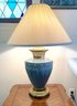 Pair Of Blue Ceramic Table Lamps With Shades Set Of 2