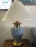 Pair Of Blue Ceramic Table Lamps With Shades Set Of 2