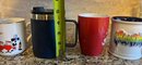 3 Assorted Coffee Mugs 1 Lidded Travel Hot/cold Mug - 4 Piece Lot