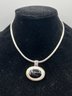 Mexican Sterling Silver Faux Onyx Cabochon Necklace 16 Inch Chain - 1.24OZT