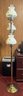 Tension Pole Lamp With Hand Painted Milk Glass  Shades