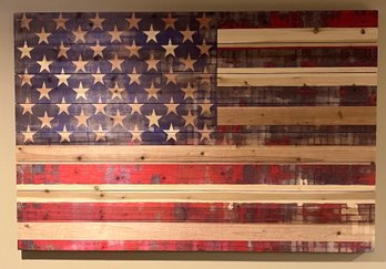 Parvez Signed Acrylic Painting On Wood - American Flag