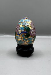 Cloisonne Decorative Egg Enamel With Wood Stand