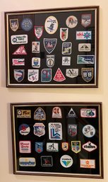 Assorted Skiing Badges Framed - 2 Frames Total