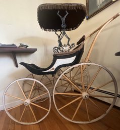 Victorian Baby Carriage With A Painted Wood Frame