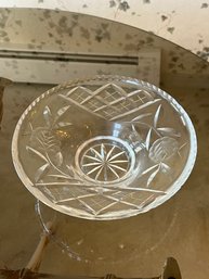 Floral Etched Cut Crystal Centerpiece Bowl