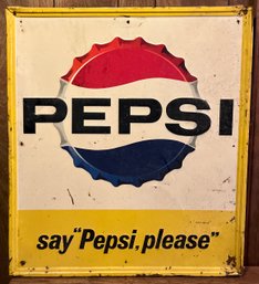 Retro PEPSI Metal Advertising Sign