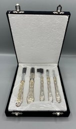 Vintage Silver Plated Beauty Brush Set With Velvet Case - 5 Total -NEW