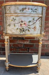 Hand Painted Melamine End Table With Shelf And Storage