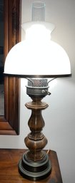 Decorative Wooden 3-way Setting Table Lamp With Milk Glass Shade