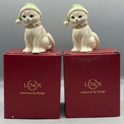 Lenox Santas Kitty Elf Ivory Fine China Figurines - 2 Total - Box Included