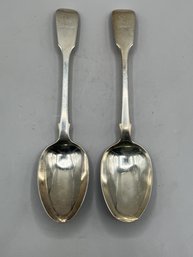 Antique Wm Chawner Sterling Engraved Spoon Set - 2 Total - 4.69 OZT Total