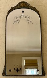 Etched Glass Wooden Framed Wall Mirror