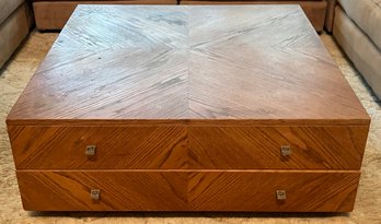 Solid Wood Coffee Table With 4-Drawers