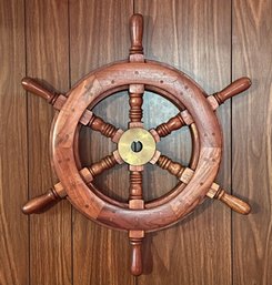 Wooden & Brass Captains Wheel