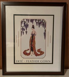 Erte Feather Gown Offset Lithograph On Paper Framed - Certificate Of Authenticity Included