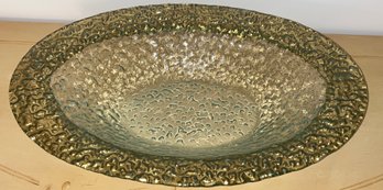 Decorative Glass Bowl With Gold Painted Rim