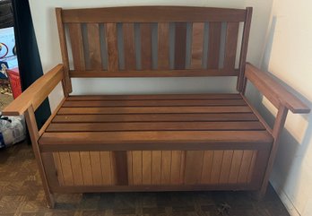 Solid Wood Bench With Hinged Storage