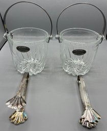 Arte Murano Kristall Ice Buckets With Stainless Steel Tongs - 2 Total